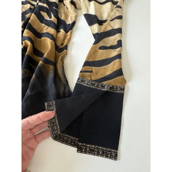Camilla Silk Blouse Shirt Tame My Tiger Animal Print Button Down $599 S - Picture 9 of 16